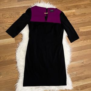 DONATED Tahari ASL | Black & Pink Shift Dress | 3/4 Sleeves | Size 4